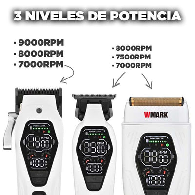 Kit de maquinillas white profesionales: Clipper + Trimmer + Shaver - Maonz BarberShop