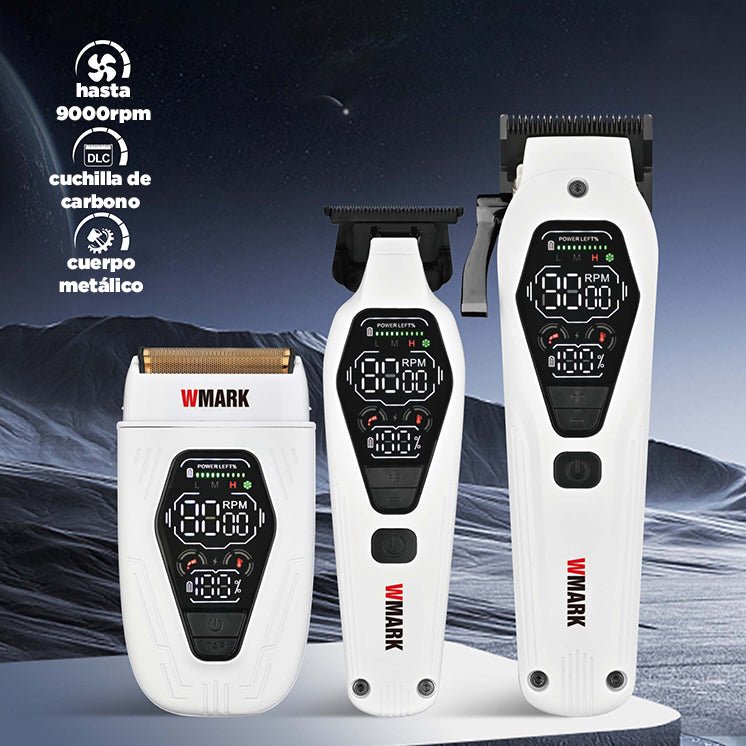 Kit de maquinillas white profesionales: Clipper + Trimmer + Shaver - Maonz BarberShop