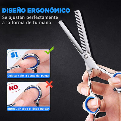 Tijeras MNZ ergonómicas de entresacar 6' - Maonz BarberShop